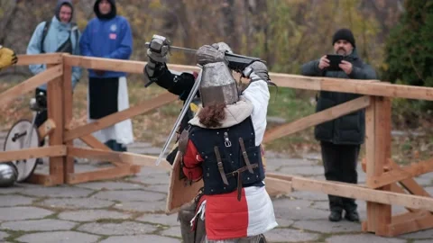 Medieval jousting tournament. A competition between two strong knights Video stock 164259735