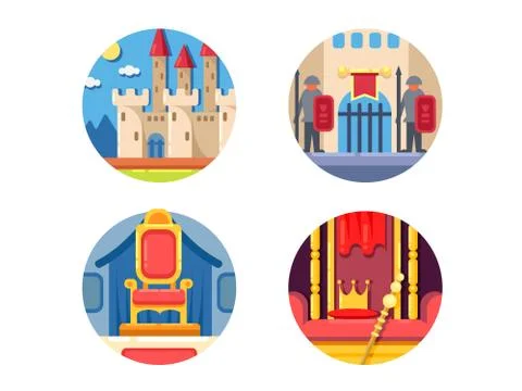 Medieval kingdom set Stock Illustration