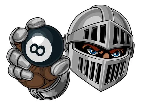 Medieval Knight 8 Ball Pool Billiards Team Mascot Stock Illustration