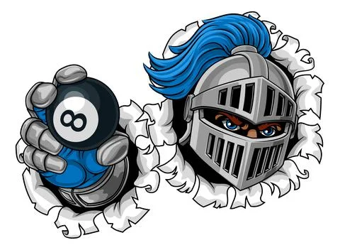 Medieval Knight 8 Ball Pool Billiards Team Mascot イラスト素材