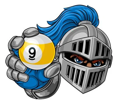 Medieval Knight 9 Ball Pool Billiards Team Mascot Stock Illustration