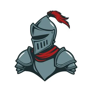 Medieval knight in armor mascot. Vector. Illustrazione stock