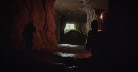 Medieval knight Cave Exploration Stock Footage 247790419