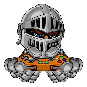 Medieval Knight Gamer Controller Team Mascot Stock Illustration