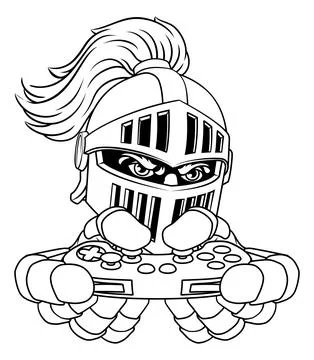 Medieval Knight Gamer Controller Team Mascot Stock Illustration