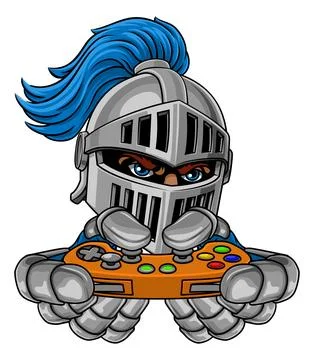 Medieval Knight Gamer Controller Team Mascot Stock Illustration