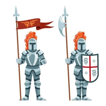 Medieval knight with halberd Stock Illustration