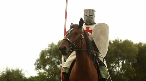 Medieval knight on horseback. Stock Footage