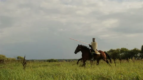Medieval knight on horseback. Stock Footage 42947304