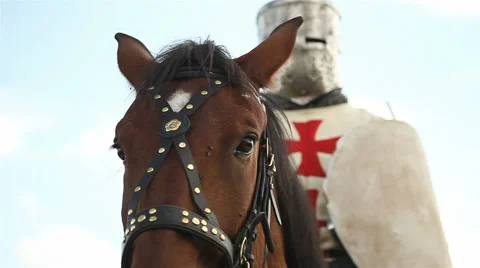 Medieval knight on horseback. Stock Footage 42947408