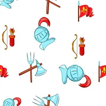 Medieval knight pattern, cartoon style 스톡 일러스트