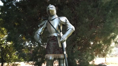 Medieval Knight in Shining Armor with a Sword and Helmet. Great clip for Armor Stock Footage 143652953