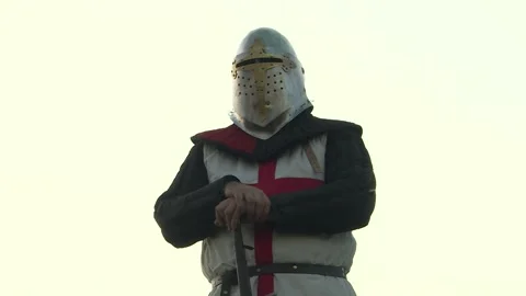 Medieval knight Templar observing 1 Video stock 140459215