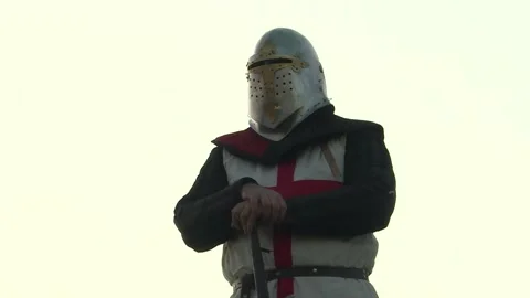 Medieval knight Templar observing 2 Stock Footage 140459216