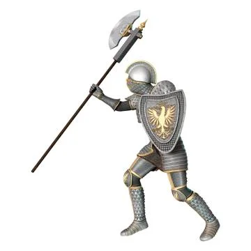 Medieval Knight on White Stock Illustration