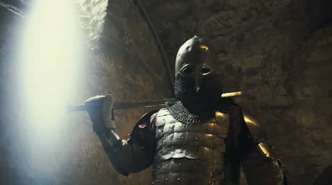 Medieval knight's armor in the castle Stock Footage 68397524