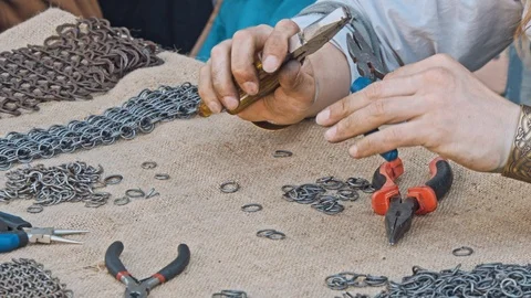Medieval Knights Armor Mail Frame Stock Footage 111059030
