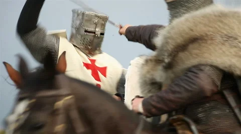 Medieval knights on horseback. Stock Footage 42947406