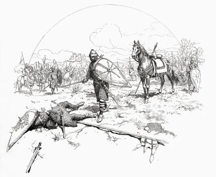 Medieval Knights In Mortal Combat. From La Leyenda Del Cid Published C.1880. Stock Photos