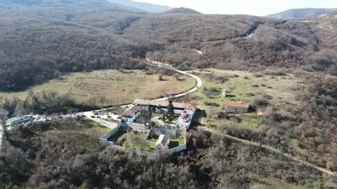 Medieval Kuklen Monastery dedicated to Saints Cosmas and Damyan, Bulgaria Stock Footage 149815369