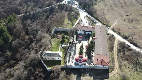 Medieval Kuklen Monastery dedicated to Saints Cosmas and Damyan, ulgaria Stock Footage 151318652