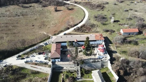 Medieval Kuklen Monastery dedicated to Saints Cosmas and Damyan, Bulgaria Stock Footage 172296384