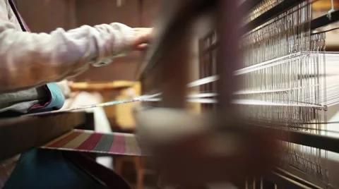 Medieval lady weaving Stock Footage 44577562