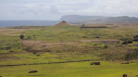 Medieval landscape, beautiful nature of Easter Island Stock Footage 64258448