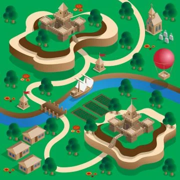 The medieval landscape. Stock Illustration