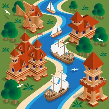 Medieval landscape. Stock Illustration