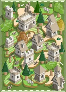 Medieval landscape. Stock Illustration