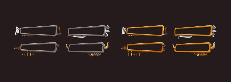 Medieval level frames viking game ui menu elements Illustrazione stock