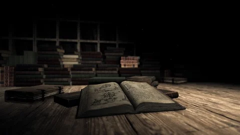 Medieval library and old book animation Stock Footage 107095546