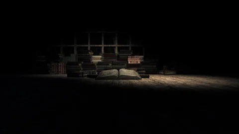 Medieval library and old book animation Stock Footage 107095555