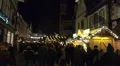 Medieval location Christmas fair with yellow christmas tree HD Footage