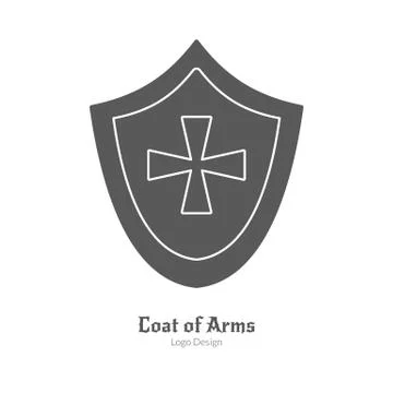 Medieval logo emblem template, black simple style Stock Illustration