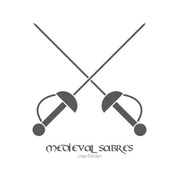 Medieval logo emblem template, black simple style Stock Illustration