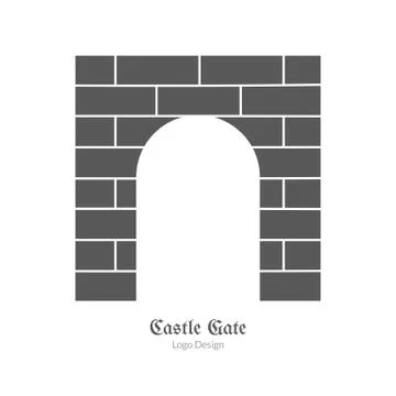 Medieval logo emblem template, black simple style Stock Illustration