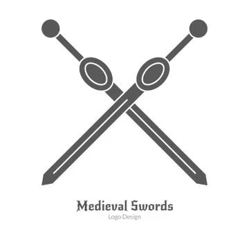 Medieval logo emblem template, black simple style Stock Illustration