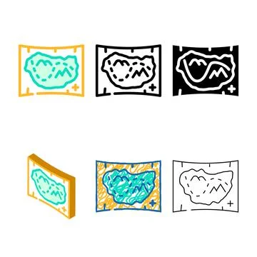 Medieval map color icon vector flat multipack Stock Illustration