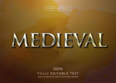 Medieval metal text effect. Editable font style Stock Illustration