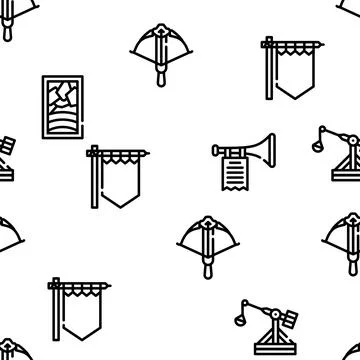 Medieval Middle Age Vector Seamless Pattern Stock Illustration
