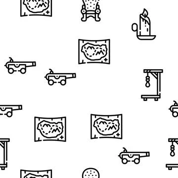 Medieval Middle Age Vector Seamless Pattern イラスト素材