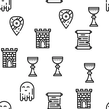 Medieval Middle Age Vector Seamless Pattern Illustrazione stock