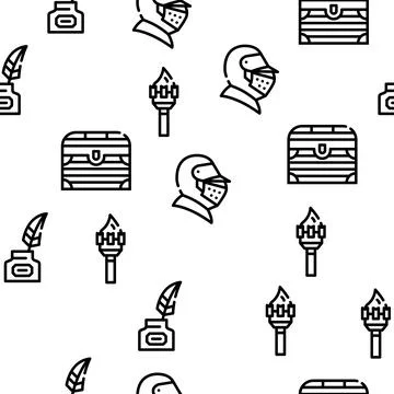 Medieval Middle Age Vector Seamless Pattern Illustrazione stock