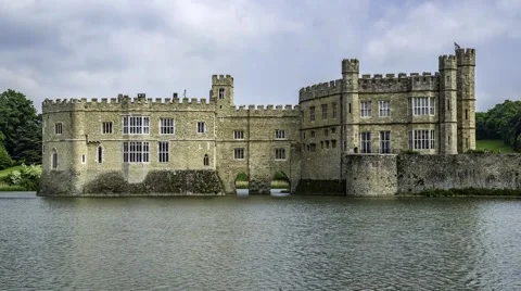 Medieval moated castle Stock Footage 64011903
