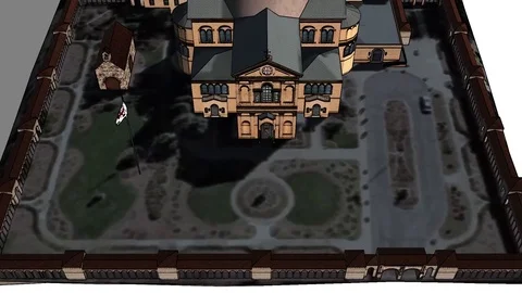 Medieval Monastery from above Stock-Footage 78531785