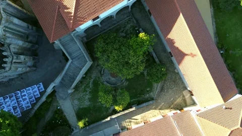 Medieval Monastery Of Leça Do Balio | Portugal | Drone Stock Footage 278544644