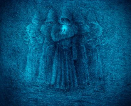 Medieval monks with a candle Stock Illustration