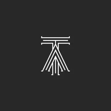 Medieval monogram TA Logo, linked initials T and A capital letters intersecti Stock Illustration